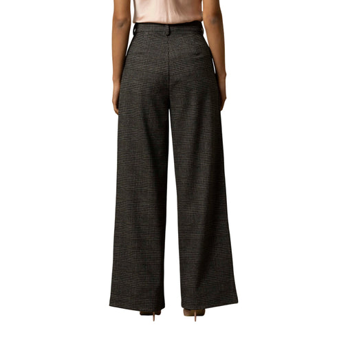 Pantalone Donna con gamba ampia, fantasia all over e passant